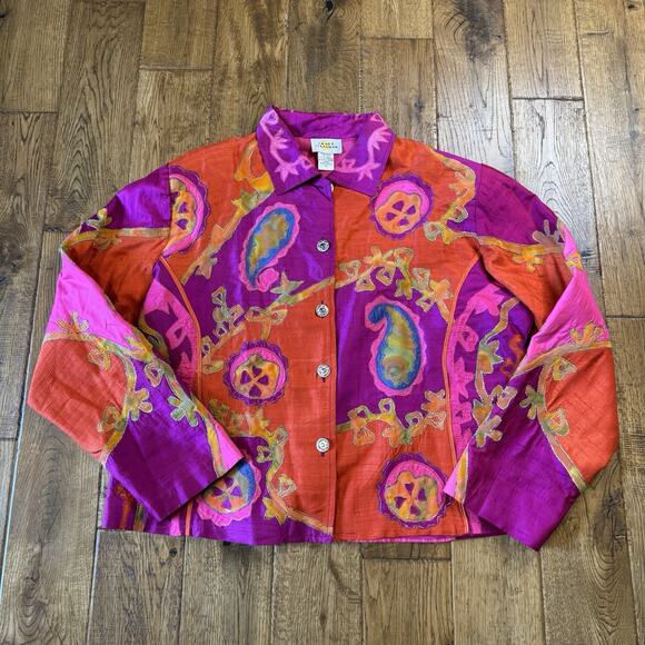 Sandy Starkman Jackets & Blazers - Vintage Sandy Starkman Patchwork Jacket Women’s Size XL Beaded Embroidered Silk